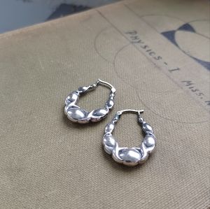 Vintage 40s CA Carl Art stamped 925 sterling silver hoop doorknocker earrings
